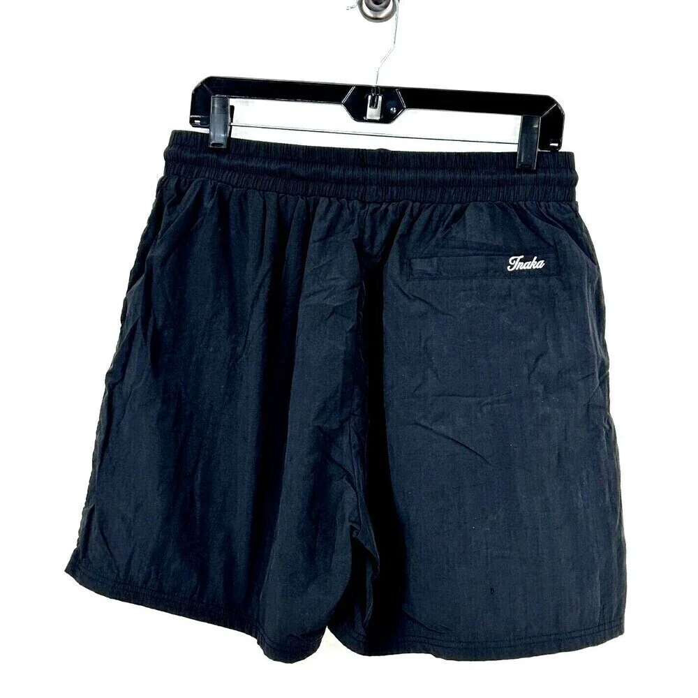 Inaka Power Mens Sz XL Nylon Black Cargo Short 5 Inch Logo Pockets Drawstring U3